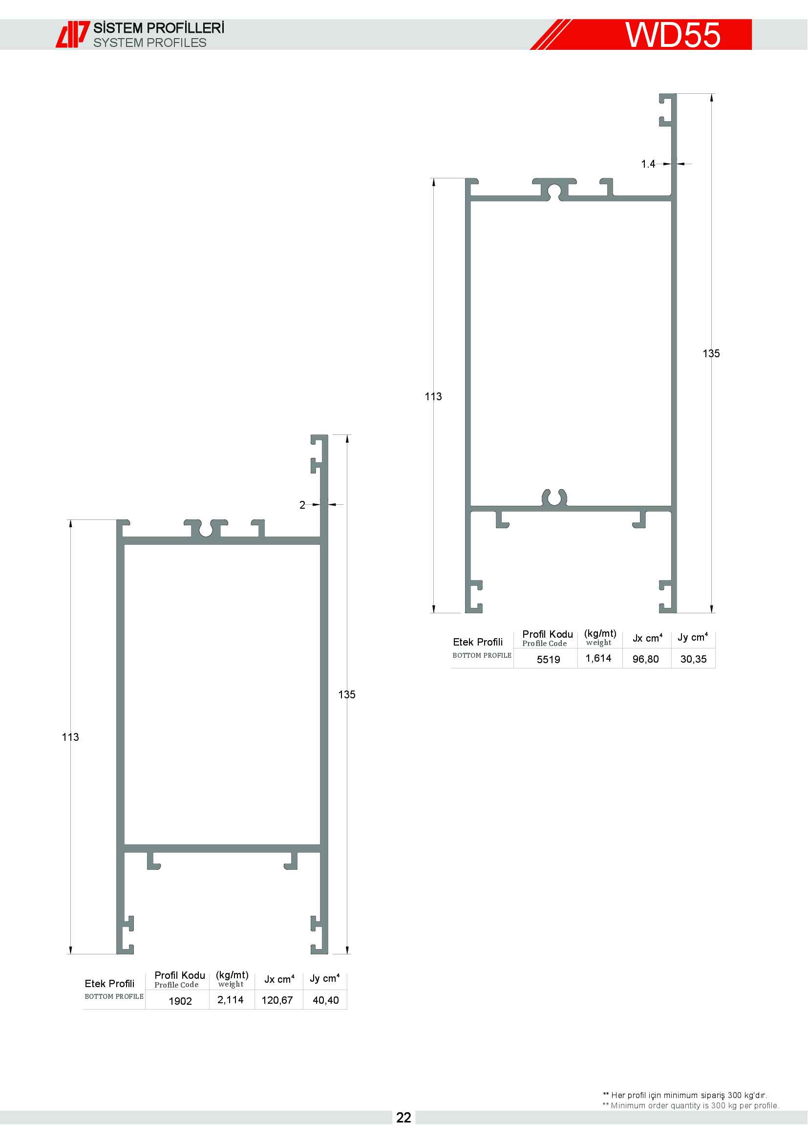 S 55 Yalıtımsız Alüminyum 18